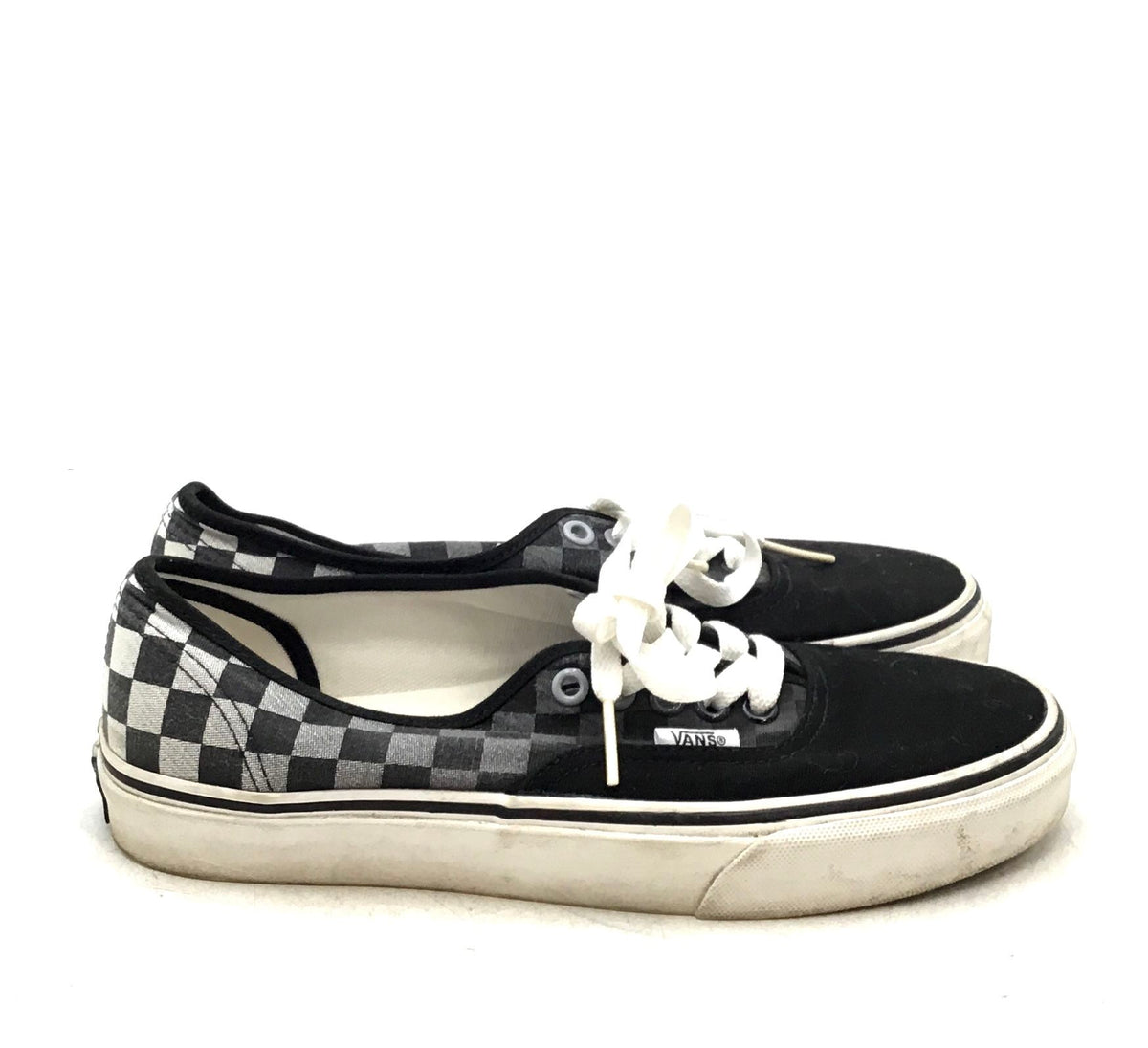 Vans Women&#39;s TB9C Black Gray Checkerboard Low-Top Athletic Shoes - Size 8.5