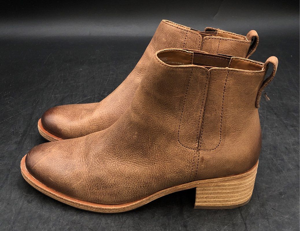 Kork-Ease Mindo Brown Distressed Leather Chelsea Ankle Boots Women's Size 8