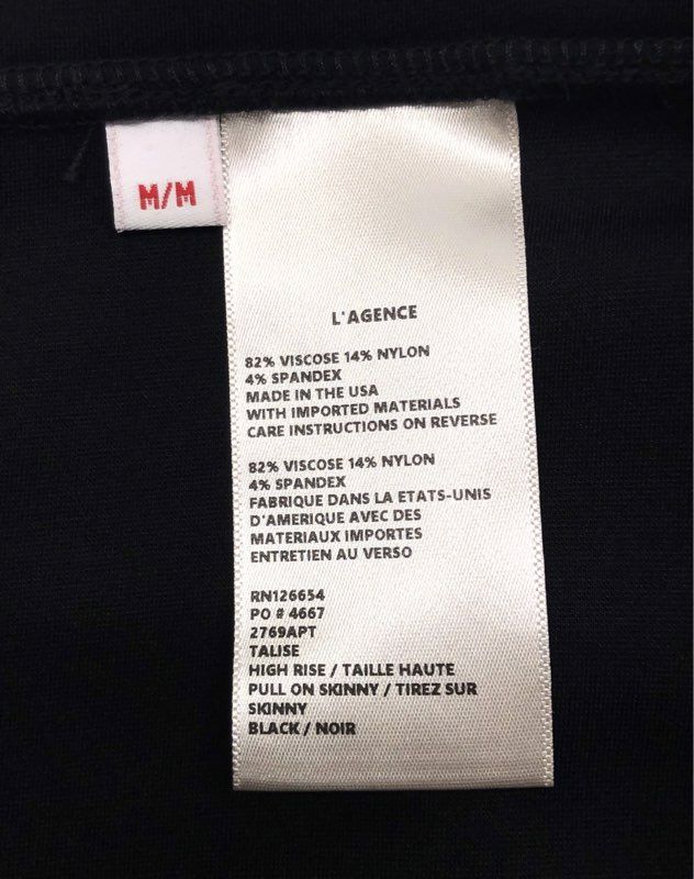 L'Agence Women's NWT Talise High Rise Pull On Skinny Pants Black Size M