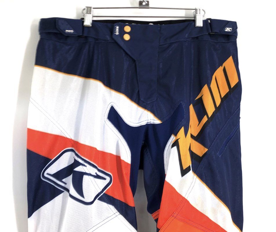 Klim Men's XC Lite Motocross Off-Road Pants Blue Orange White Sz 38