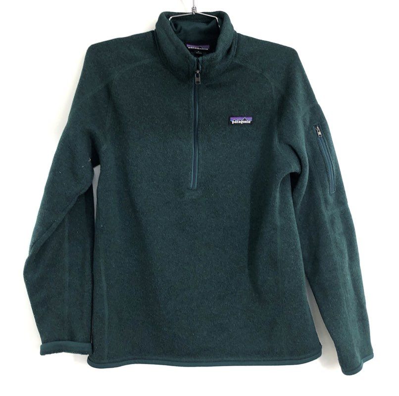 Patagonia Women's Better Sweater 1/4 Zip Fleece Pullover Dark Green Sz M