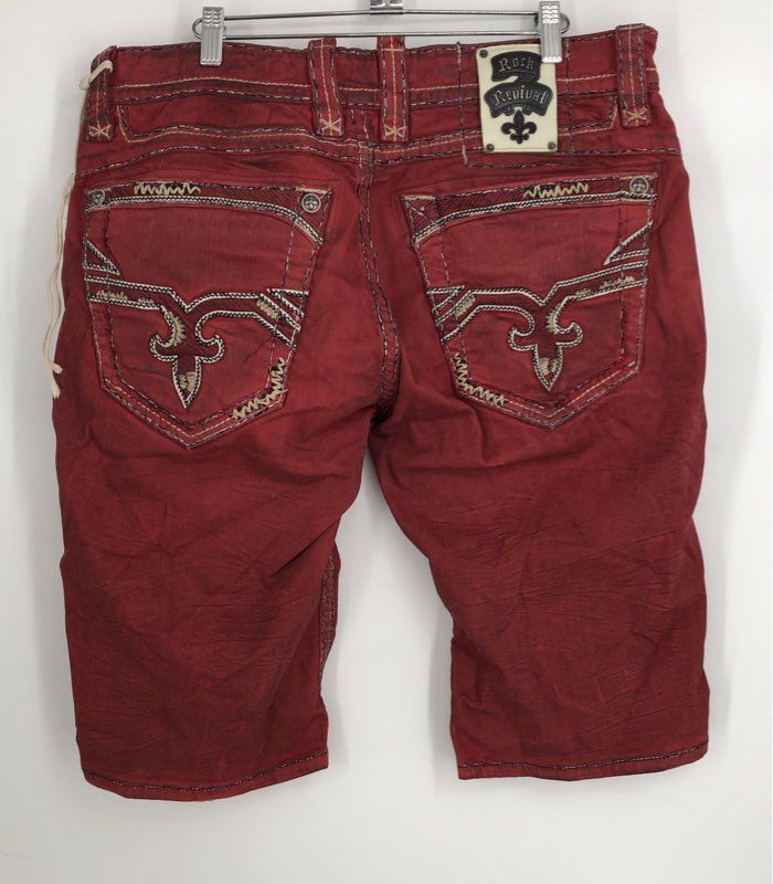 Rock Revival Men&#39;s Red Foust Bermuda Shorts - Size 36