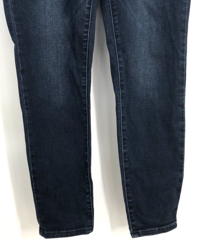 Banqi Women's Dark Wash Skinny Jeans Whisker Stretch Knit Waistband Size 10