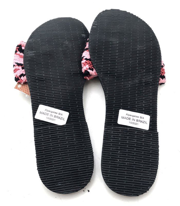 Havaianas Black Pink Woven Bow Flip Flop Sandals Women's Size 11/12W NWT