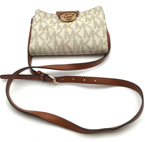 Authentic Michael Kors Women&#39;s Beige Brown Luxury Crossbody Bag - COA Included