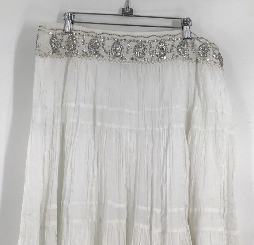 NWT Nygard Collection Women&#39;s White Beaded Elastic Waist Flare Skirt - Size 22W