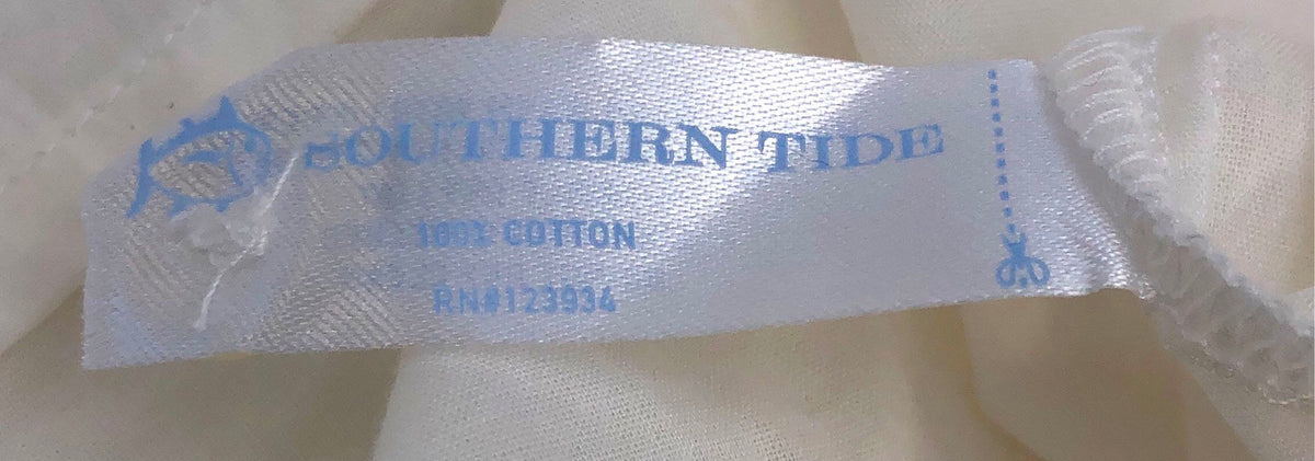 Southern Tide Women's Meadow Lawn Blouse Sand White Cotton Puff Sleeve S NWT