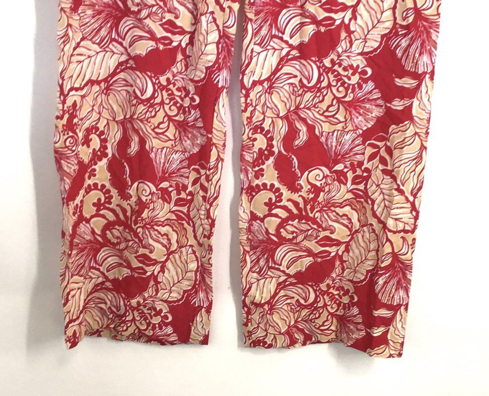 Lilly Pulitzer Women's Red Floral Wide Leg Viscose Blend Lounge Pants Sz S