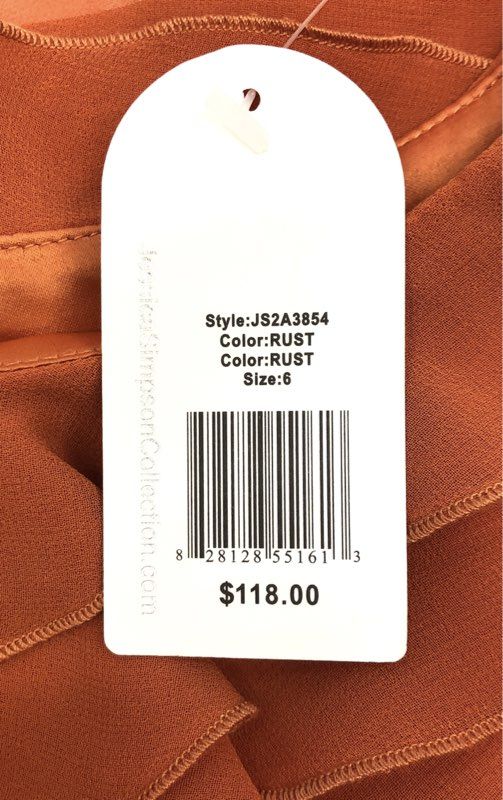 Jessica Simpson Women's Rust One Shoulder Ruffle Cocktail Dress Sz 6 NWT