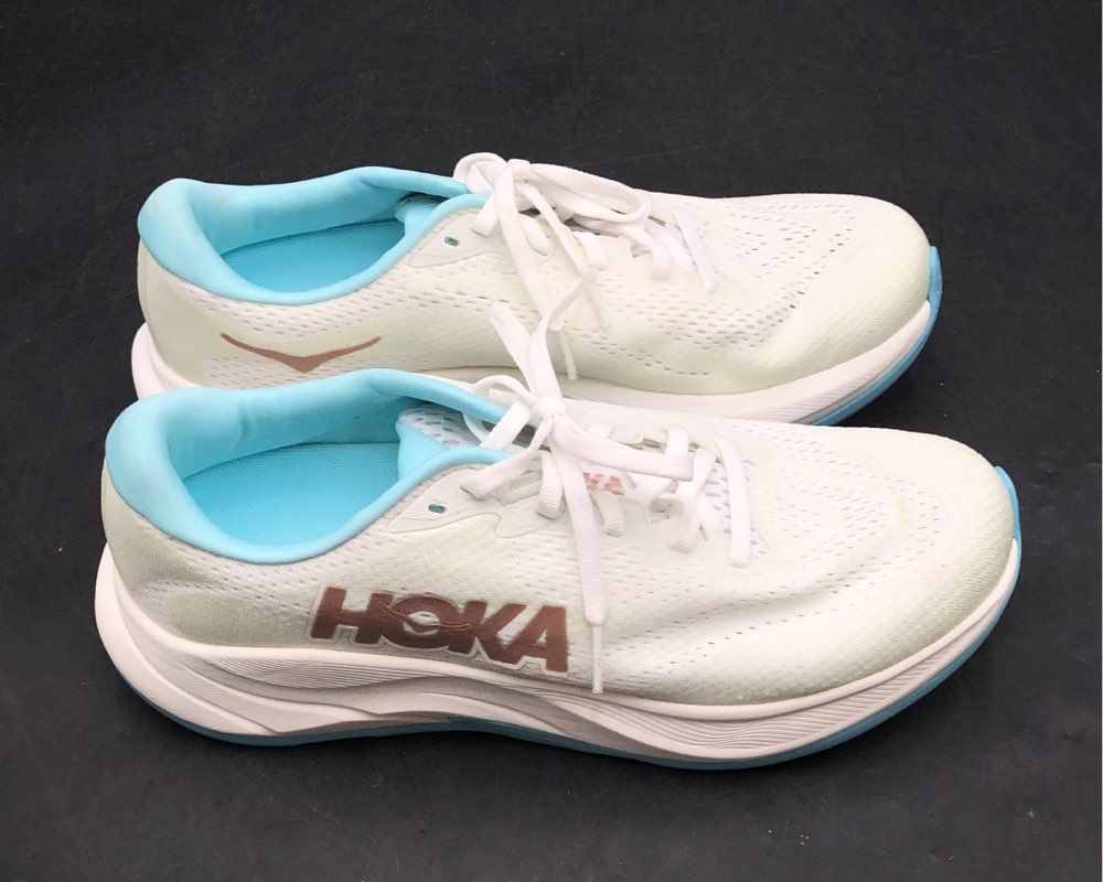 Hoka Rincon 4 White Blue Rose Gold Women's Running Shoes Size 9.5
