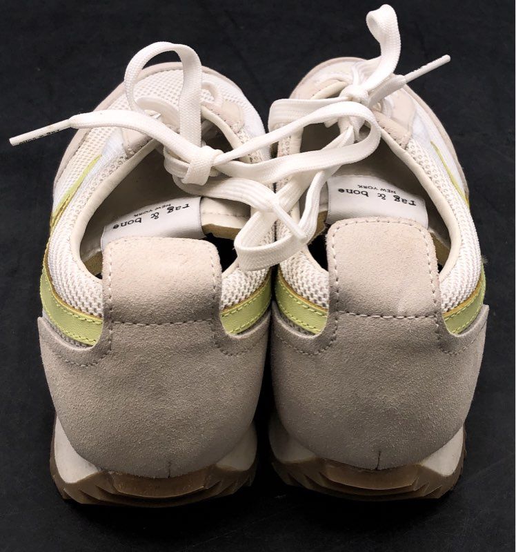 Rag & Bone Retro Runner Off-White Suede Mesh Lime Green Sneakers Size 37.5