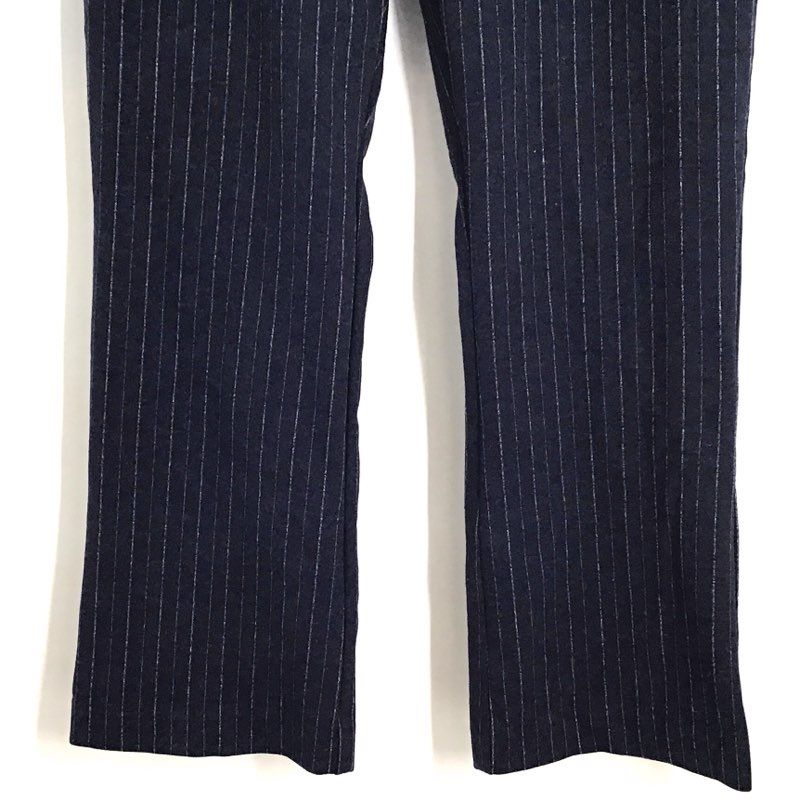 Gap Women's Navy Blue Pinstriped Crop Flare Pants Elastic Waist Side Zip Size 6