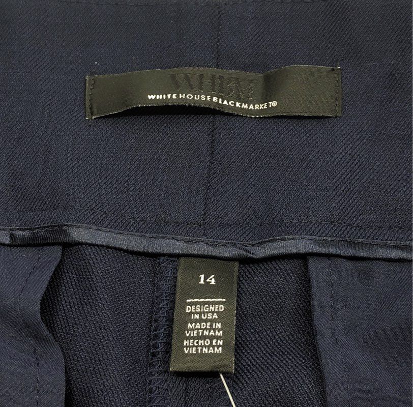 White House Black Market Women's Officer Blue Paperbag Tab Twill Shorts Sz 14