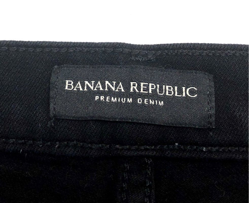 Banana Republic Women's Black High-Rise Skinny Premium Denim Frayed Hem Sz 26 R