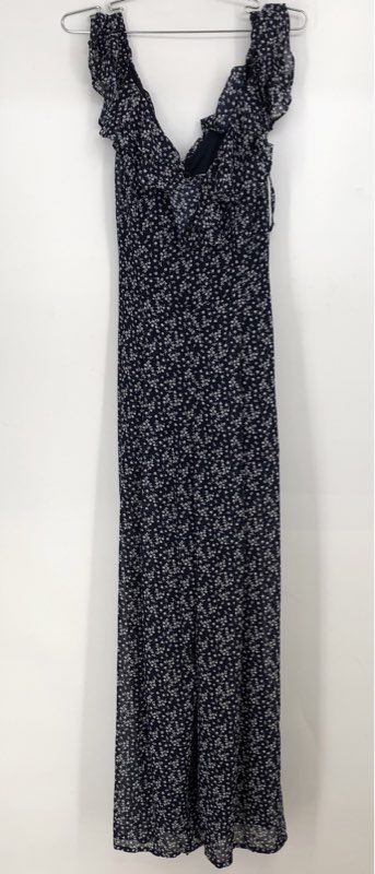 NWT Premier Amour Women&#39;s Navy Blue Off White Floral Maxi Dress - Size 12