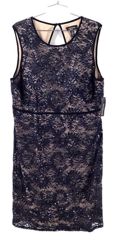 NWT R&M Richards Women's Navy Nude Mini Dress - Size 18W