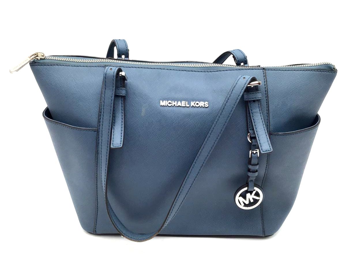 Michael Kors Slate Blue Tote Bag with Silver-Tone Accents (+COA)