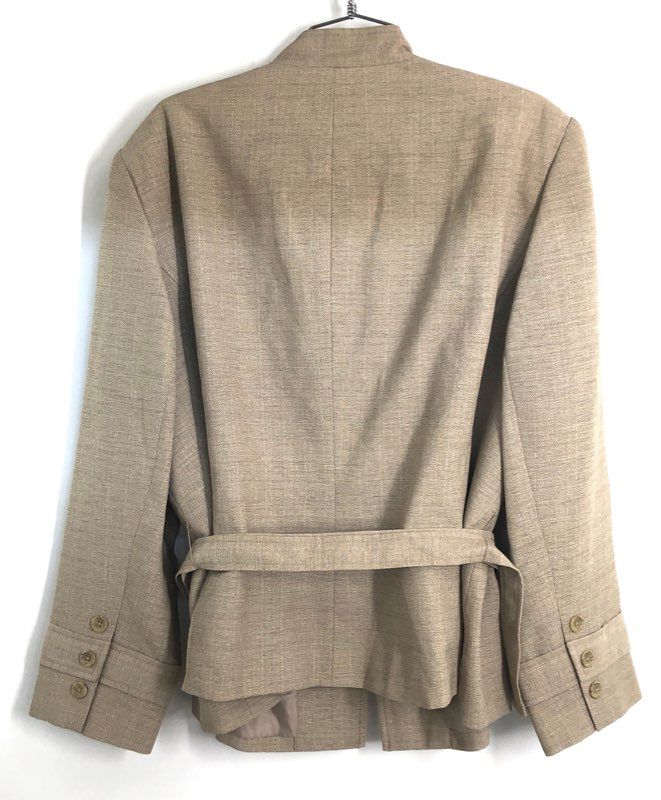 Worthington Women's Cream Linen Look Belted Blazer Jacket Sz 24W NWT