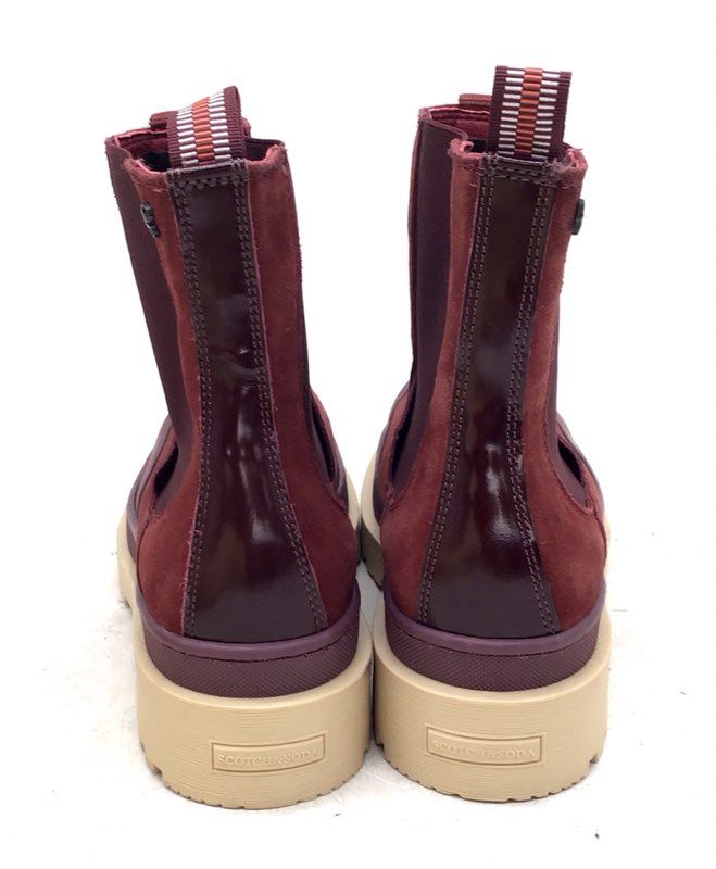 Scotch & Soda Aubri Burgundy Suede Lug Sole Chelsea Boots New Women's Size 38