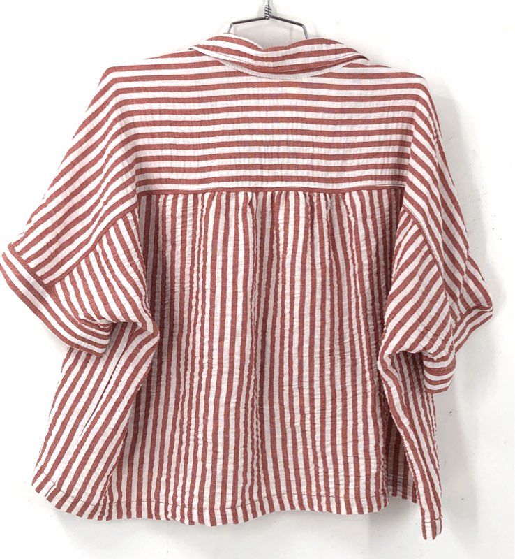 NWT Max Studio Women's Red White Button-Up Shirt - Size L