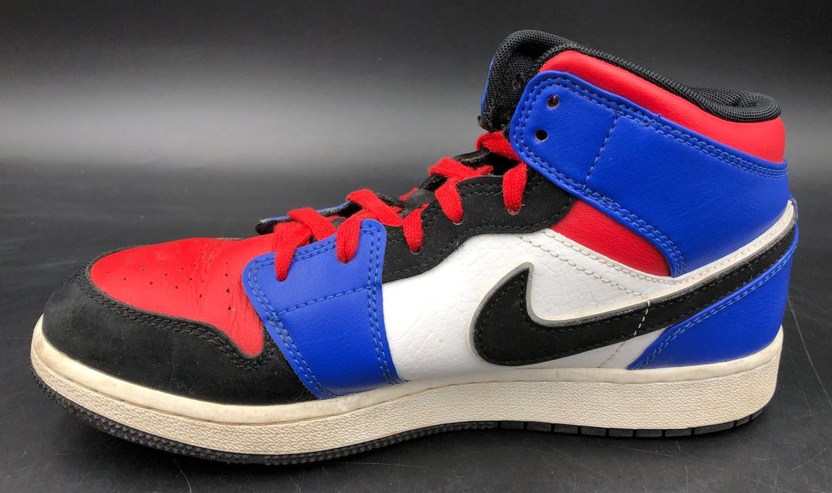 Nike Jordan 1 Retro Mid &#39;Top 3&#39; White/Red/Blue/Black Sneakers - Size 6.5Y (+COA)