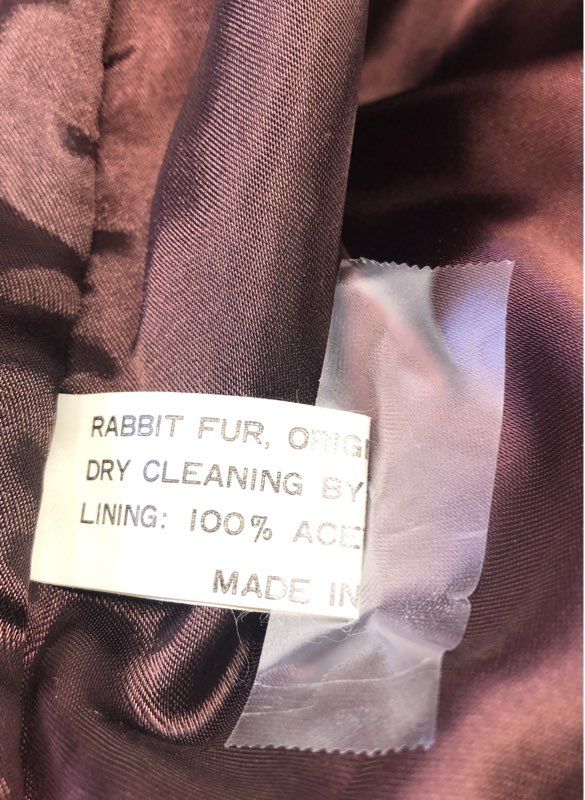 Vintage 90s Women's Dark Brown Rabbit Fur Coat Acetate Satin Lining Sz S