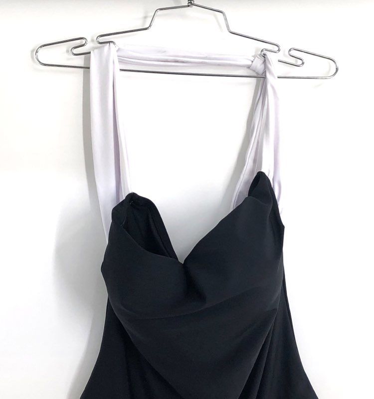 Cupshe Women's Black White Twisted Halter One Piece Swimsuit Sz XL NWT