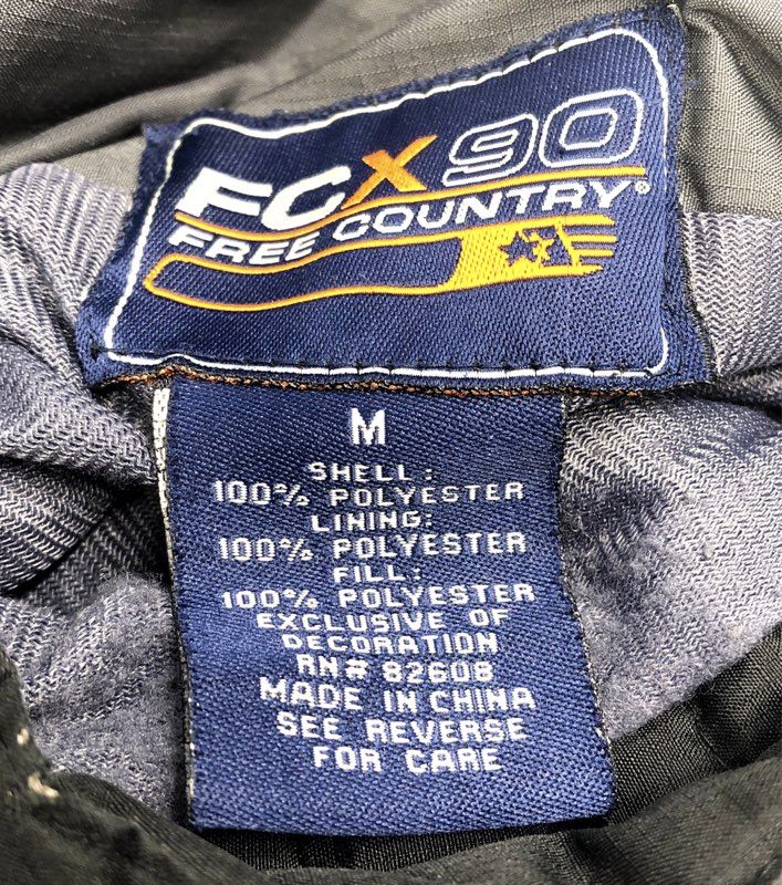Free Country Men's Black Gray FCXtreme FCX90 Insulated Puffer Jacket Sz M
