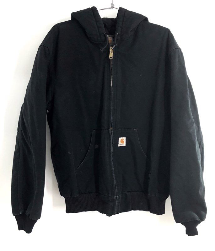 Carhartt Men's Black J140 Duck Active Jacket Quilted Flannel Lined USA Made Sz M