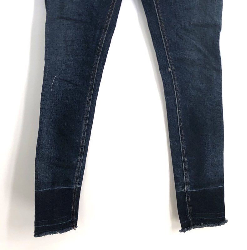 Rag & Bone Women's Stanwix Skinny Jeans Dark Wash High Rise Raw Hem 25