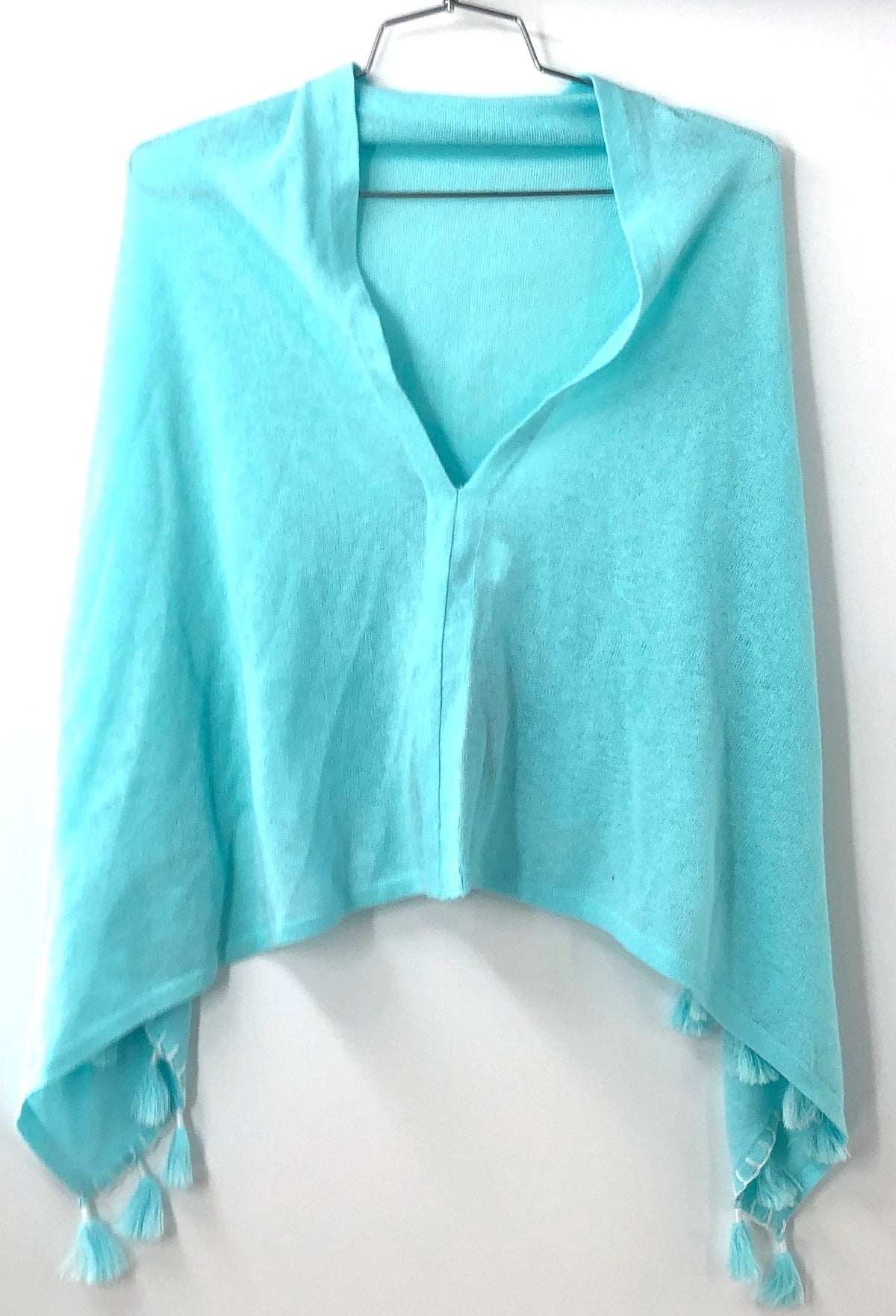 Lilly Pulitzer Women's Elene Wrap Seasalt Blue Cotton Silk Blend Tassel NWT OS