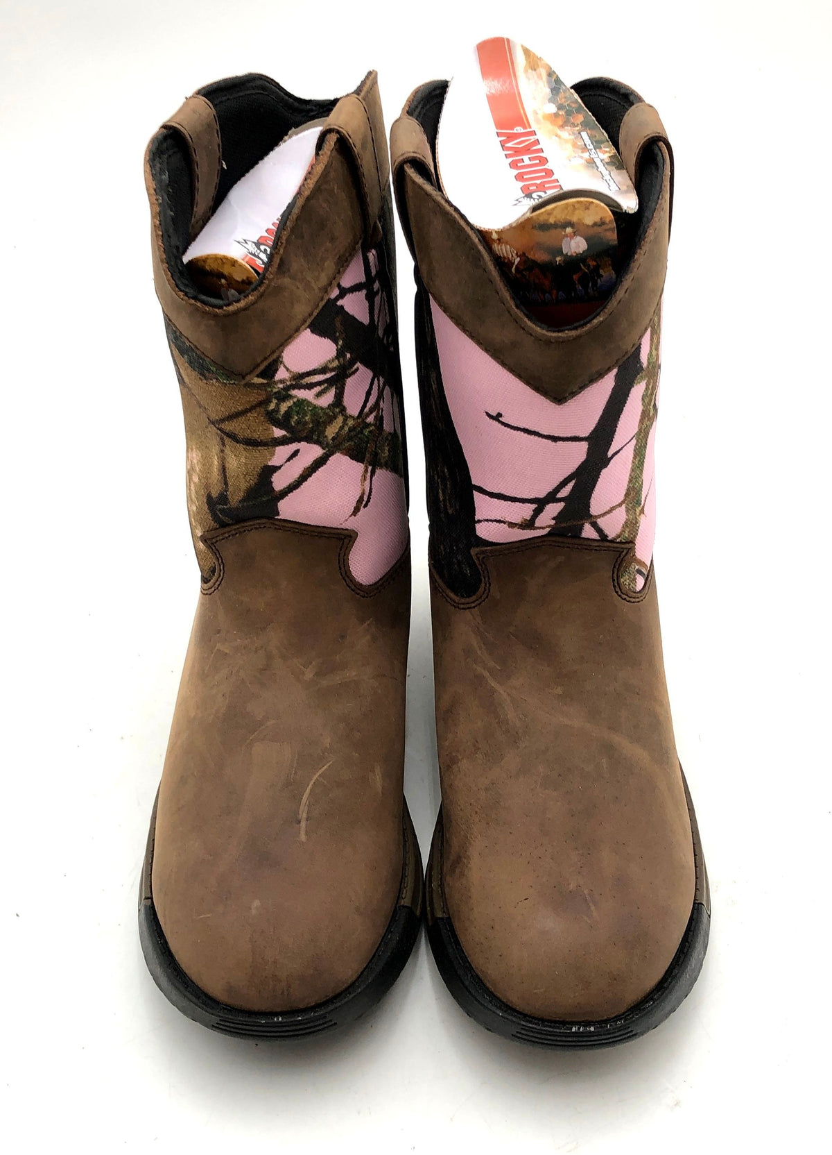Rocky Kid's 8 Inch Hunting Brown Pink Camo Pull-On Boots Size 5M