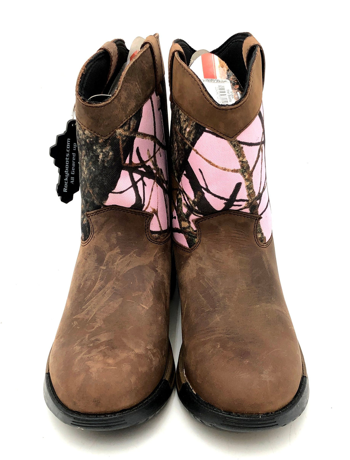 Rocky Kid's 8" Hunting Brown Pink Camo Leather Boots RKYS038 Size 5.5