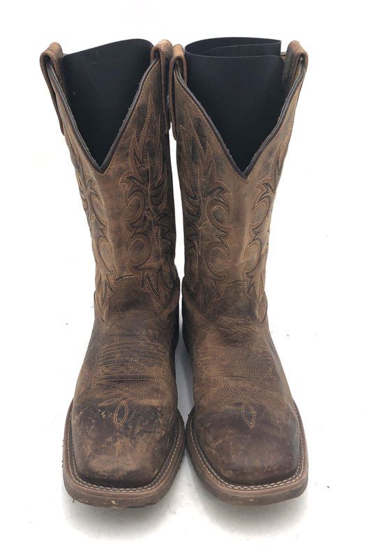Laredo 7835 Brown Distressed Leather Square Toe Cowboy Boots Men's Size 7D