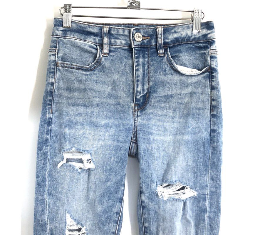American Eagle Women's Blue Ne(x)t Level Stretch Distressed Skinny Jeans Sz 2S