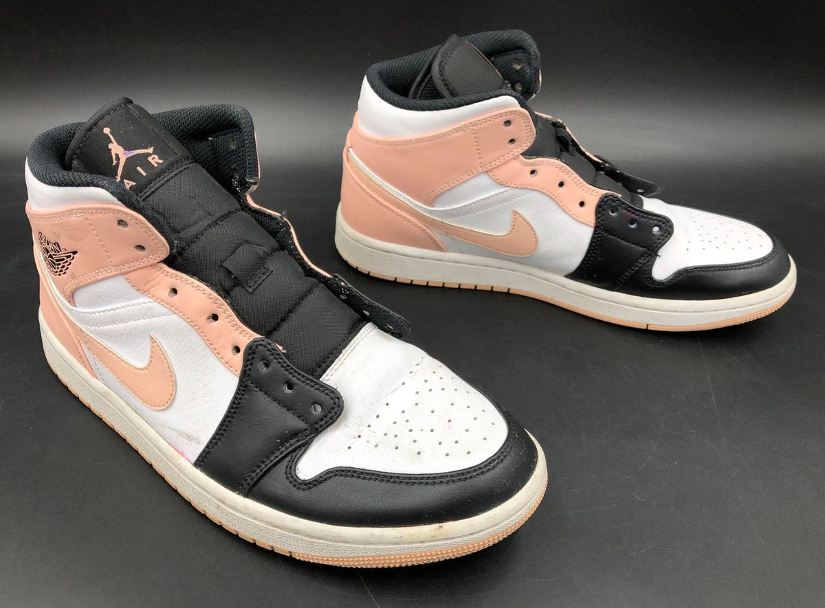 Nike Jordan 1 Mid &#39;Crimson Tint&#39; Men&#39;s White/Black/Pink Sneakers - Size 8 (+COA)