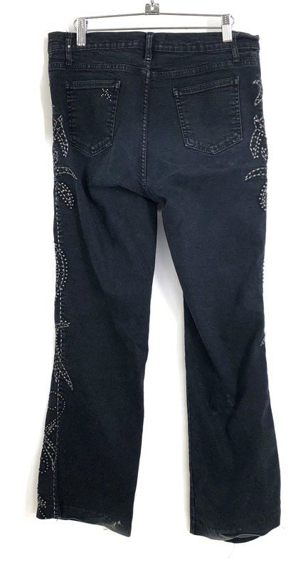 Brazil Roxx Women's Black Embellished Studded Scroll Y2K Bootcut Jeans Sz 8