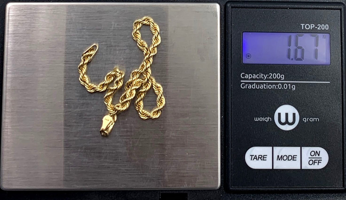 Terrific 10K Yellow Gold 7" Rope Bracelet 1.67g