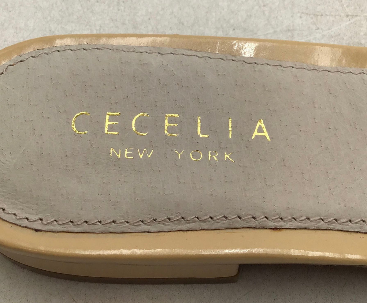 Cecelia New York Women&#39;s Gold Leather Casual Slip-On Flat Sandals - Size 8M