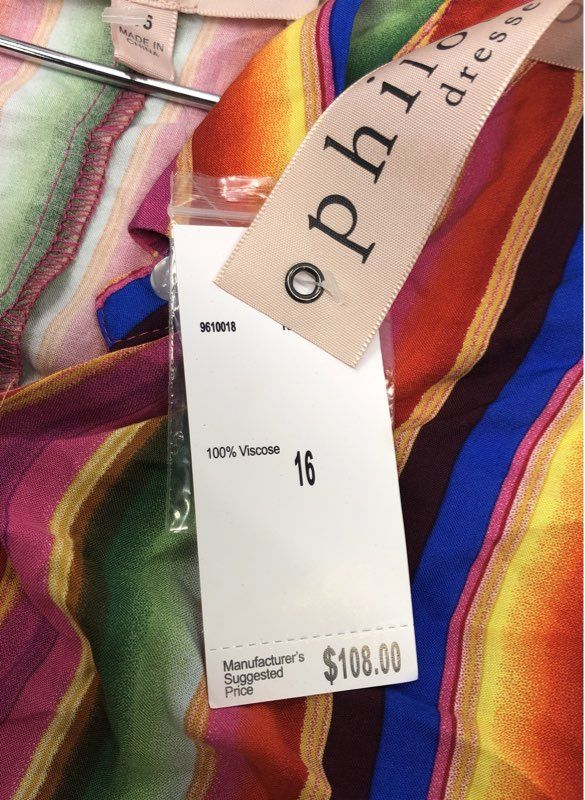 Philosophy Women's Multicolor Striped Viscose Maxi Shirt Dress Size 16 NWT