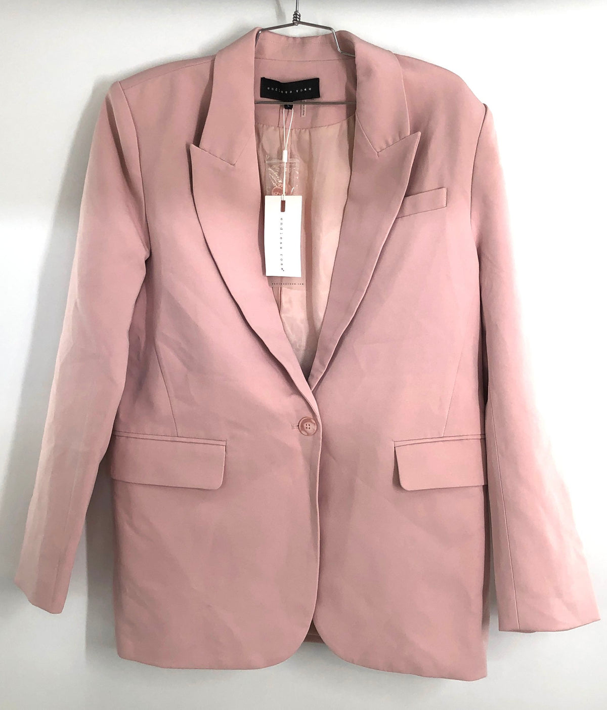 Endless Rose Women's Pink Boxy Blazer & High Waist Mini Skirt 2PC Set NWT Sz L/S