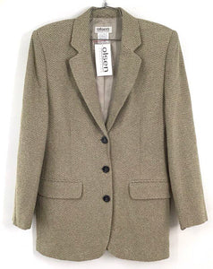 NWT Olsen Collection Women's Beige Chevron Blazer - Size 8