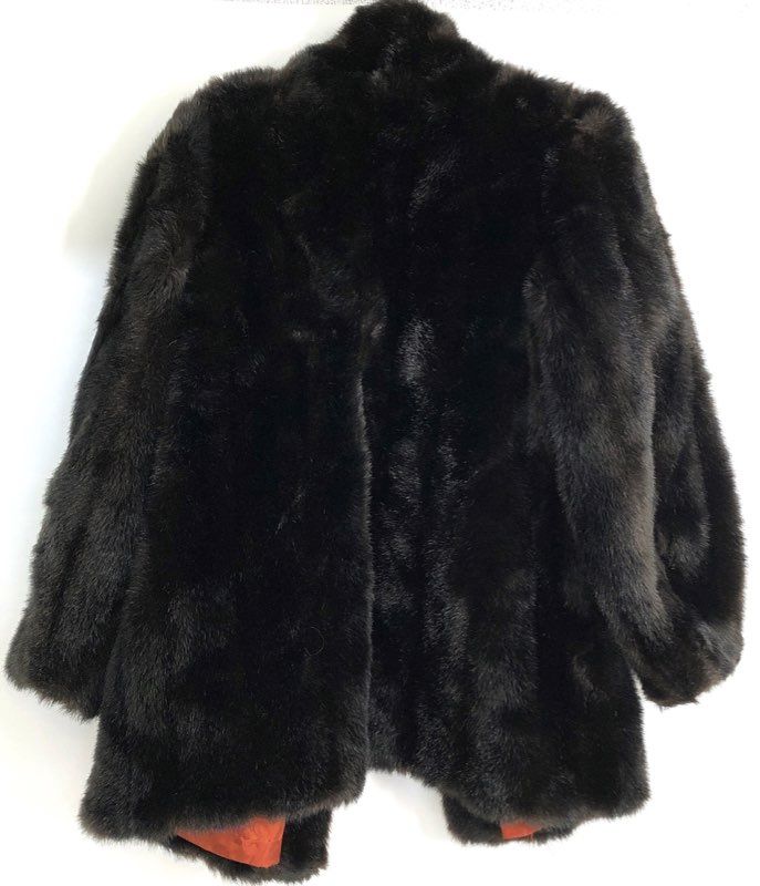 Vintage 90s Women's Dark Brown Faux Fur Coat Made in USA Floral Lining