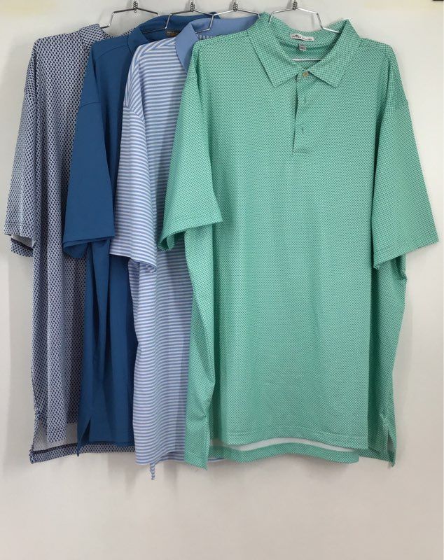 Peter Millar Men&#39;s White Blue Green Golf Polo Shirt - Size 2XL Lot Of 4