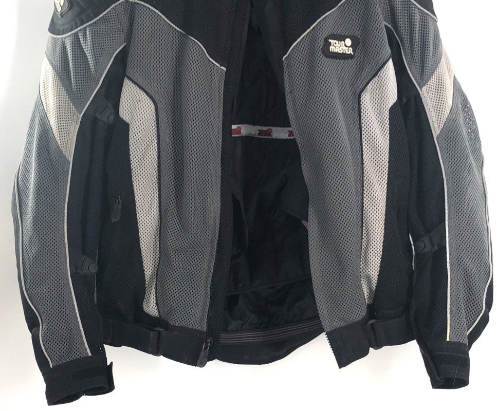 Tour Master Men's Intake Motorcycle Jacket Black Gray Mesh Padded Armor Tall LG