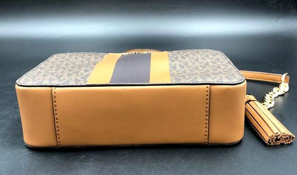 Michael Kors Brown\Tan\Black Leather 'Jet Set' Crossbody Bag (+COA)