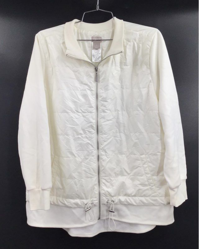 Chico's Zenergy Women's White Quilted Front Full Zip Jacket Size 2 (12/14)