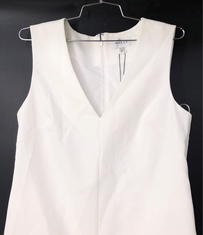 NWT Milly Women's White Veronica Cady Feather Mini Dress - Size 10