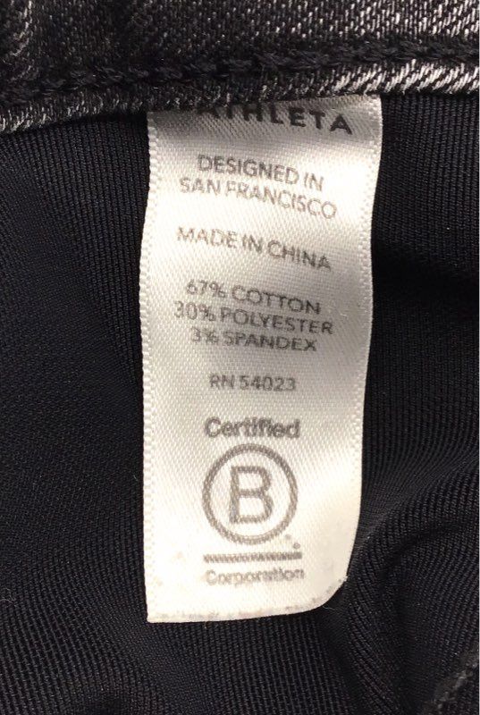 Athleta Women's Faded Black Ankle Zip Skinny Stretch Denim Jeans Sz 6