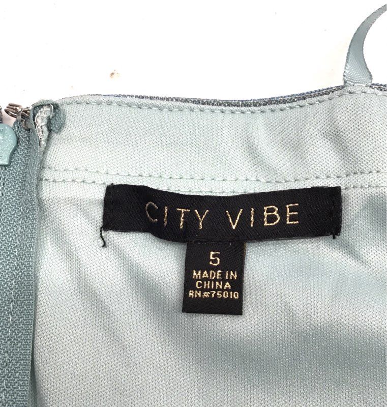 City Vibe Women's Seafoam Silver Glitter Metallic Spaghetti Strap Gown Dress 5